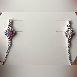 Lab grown pink azalea opal on rhodium plating. SRP $120